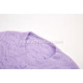 Women's Knitted Feather Yarn Crew-Neck Pullover